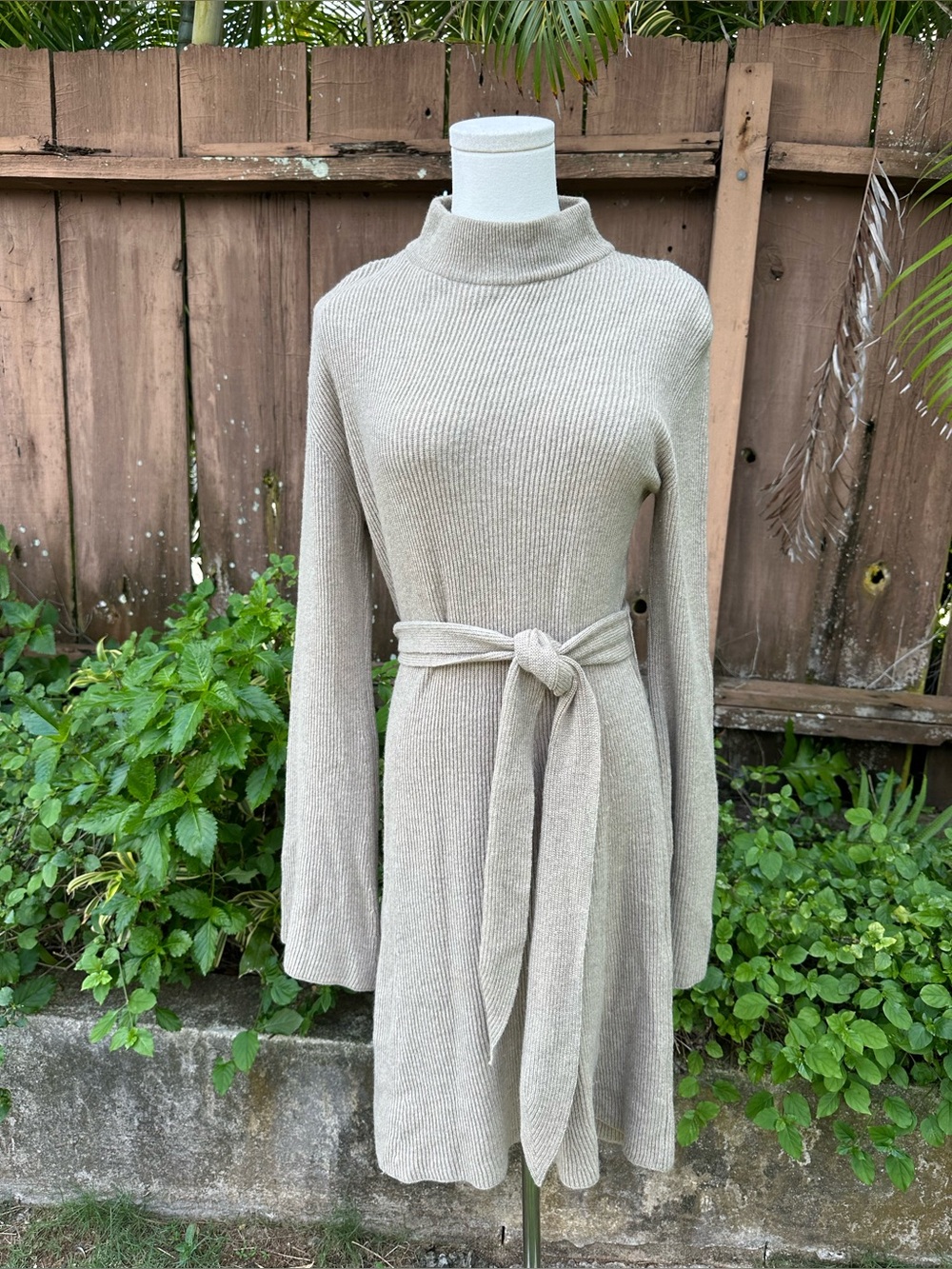 Nanushka Merino Wool Sweater Dress Taupe Size XS